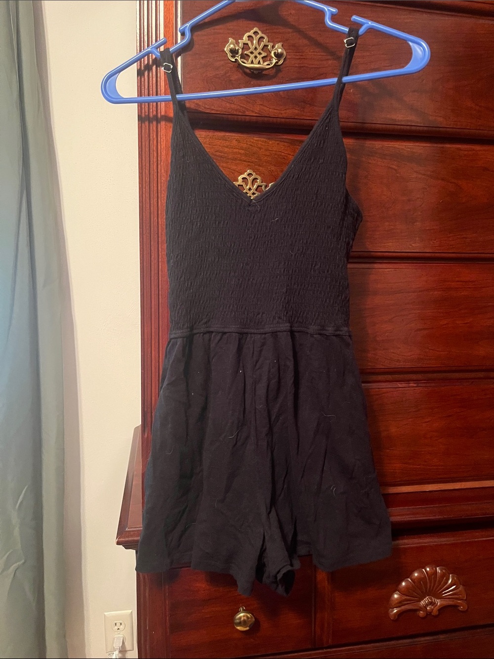 wild fable Black V-Neck Romper with Adjustable Straps